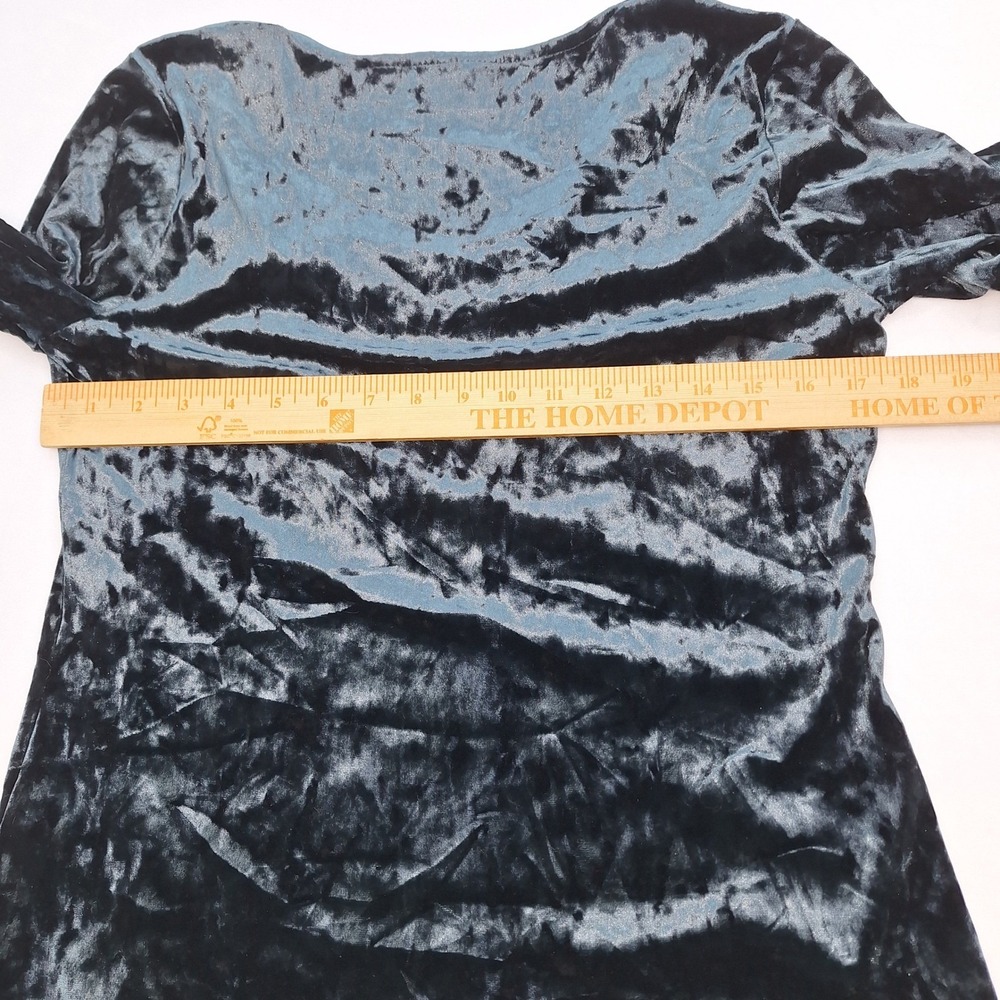 G Giiuliana Black Label Top Womens‎ Medium Blue Black Crushed Velvet Goth Witchy - Picture 4 of 8